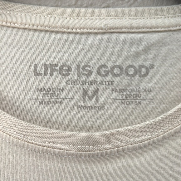 Women’s Life is Good Short Sleeve Tee Good Vibes Medium Cream - Picture 4 of 6